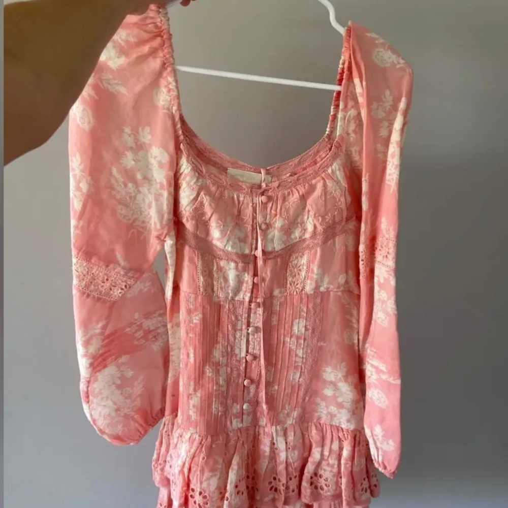 Coral Loveshackfancy long sleeve dress